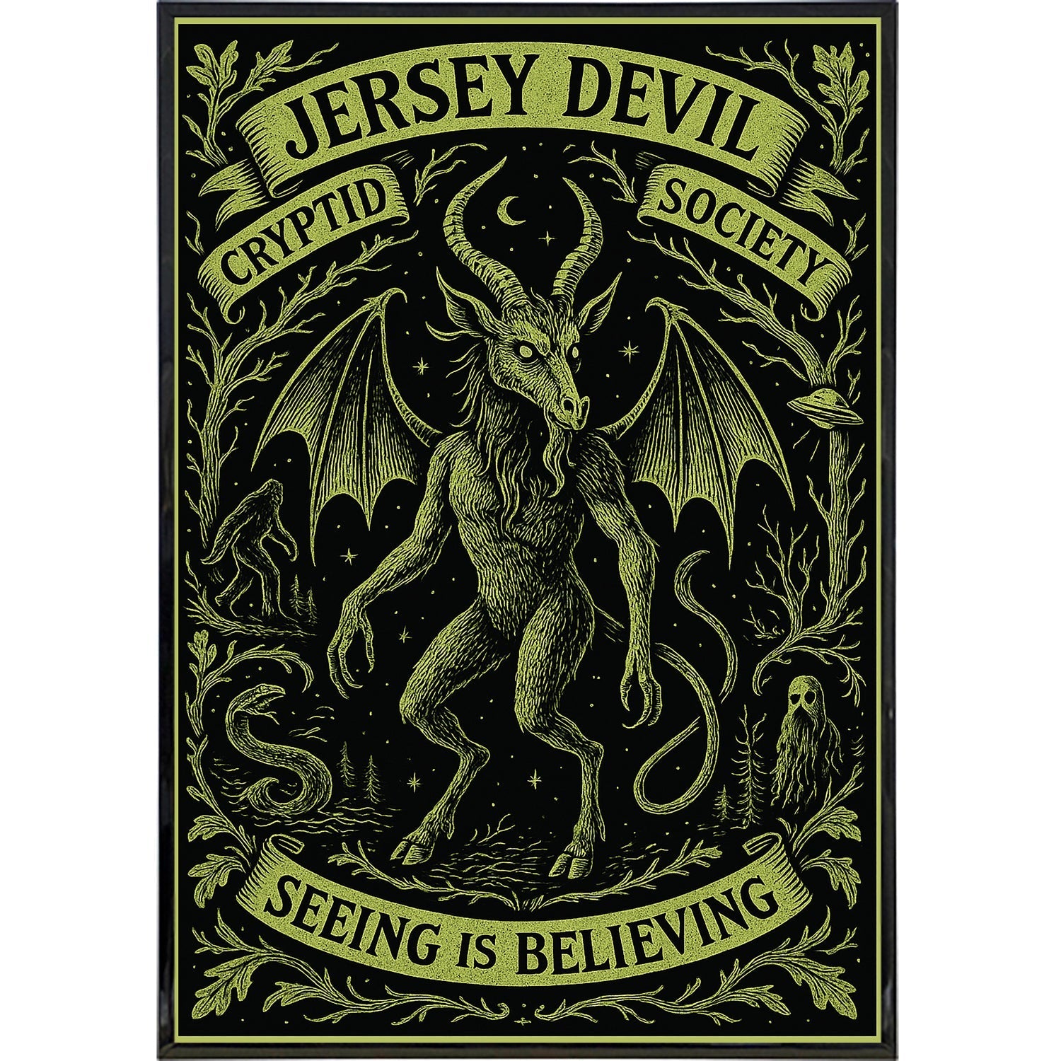 Jersey Devil Cryptid Society Poster Art Print | True Jersey