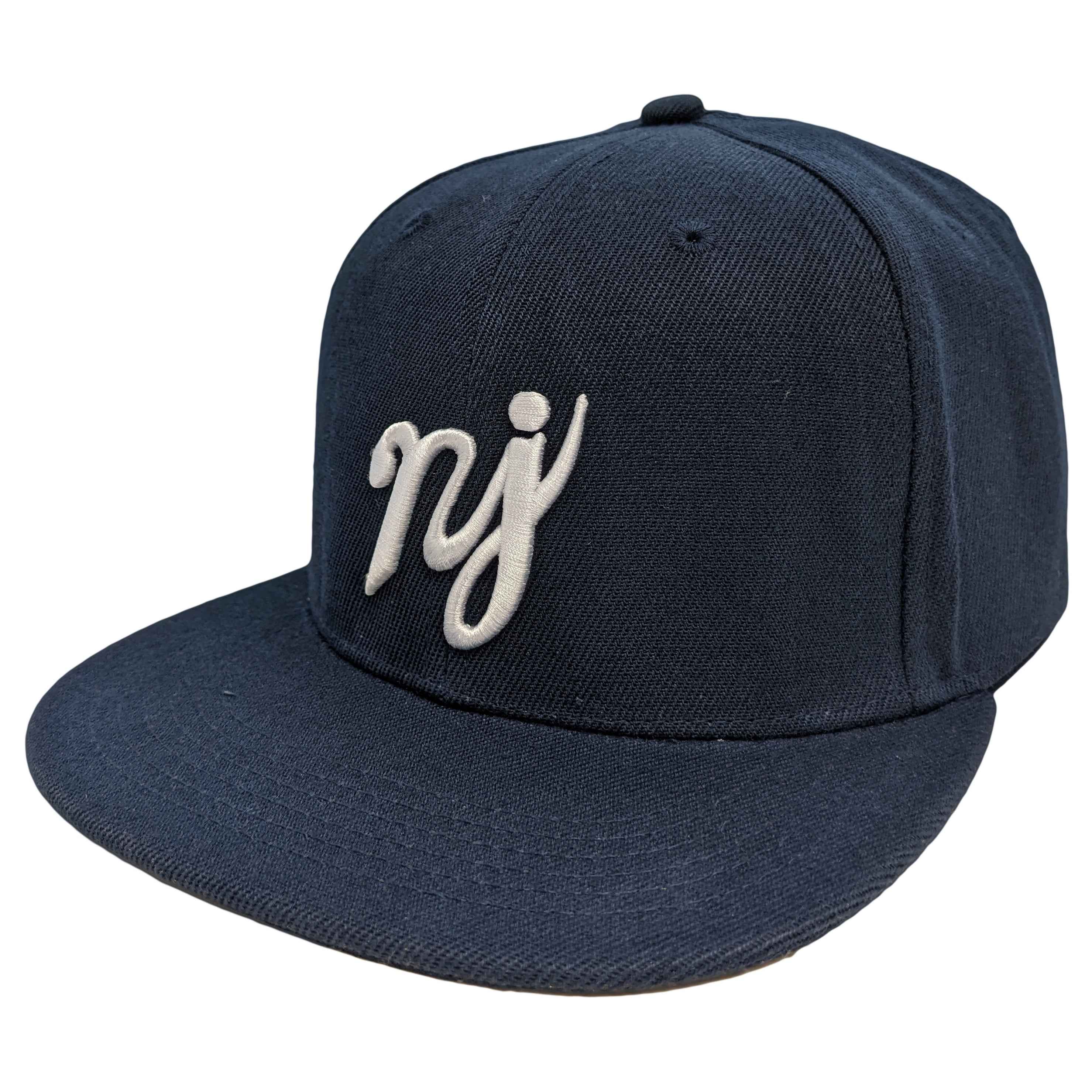 Navy Scripture Snapback Hat | NJ Script Cap | True Jersey