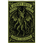 Jersey Devil Cryptid Society banner with a creature illustration and text on a dark background