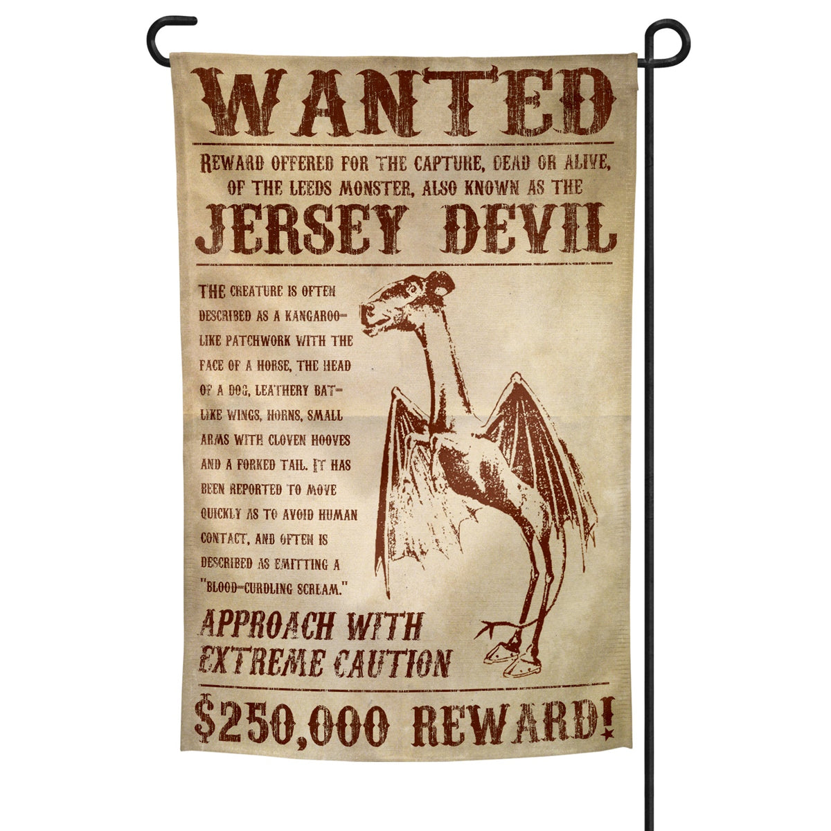Jersey Devil Wanted Poster Garden Flag – True Jersey