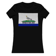A black t-shirt featuring a graphic of a seagull with the text 'REPUBLIC OF NEW JERSEY' and the state flag.