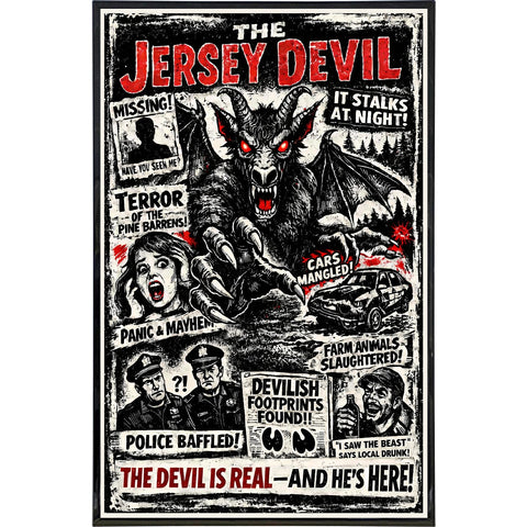 The Jersey Devil in Traditional Japanese Ukiyo-e Style Poster